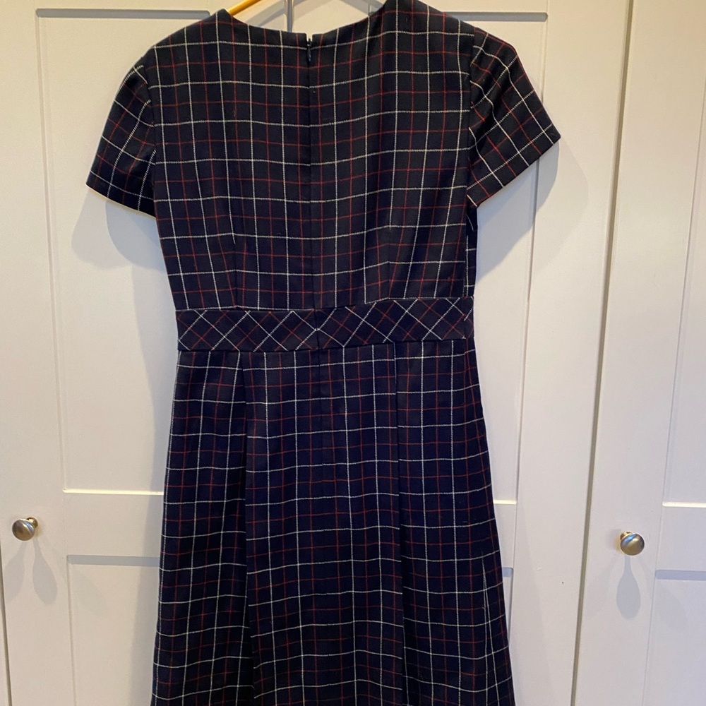 Brooks Brothers Navy Plaid Midi Dress with Red & White Checks